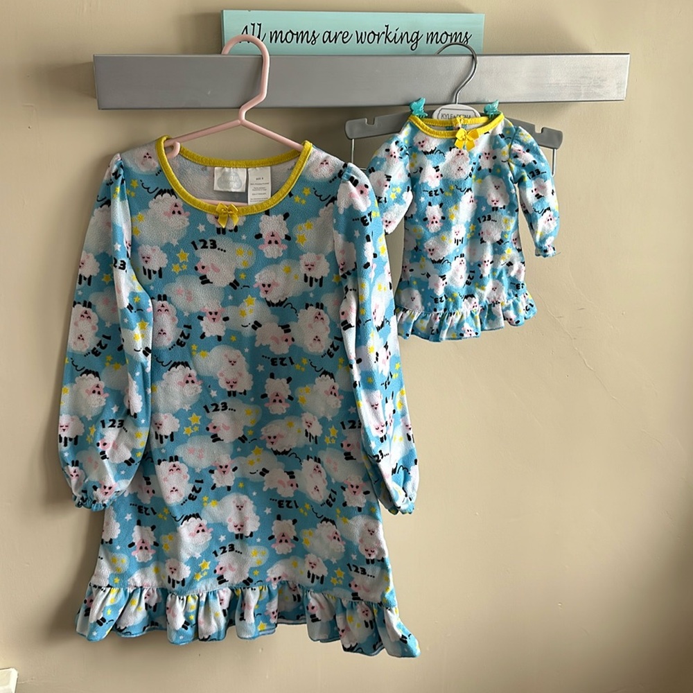 Matching Pajamas for Girl & 18 Inch Doll